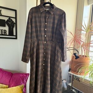 Plaid Brown & Tan Office Dress
